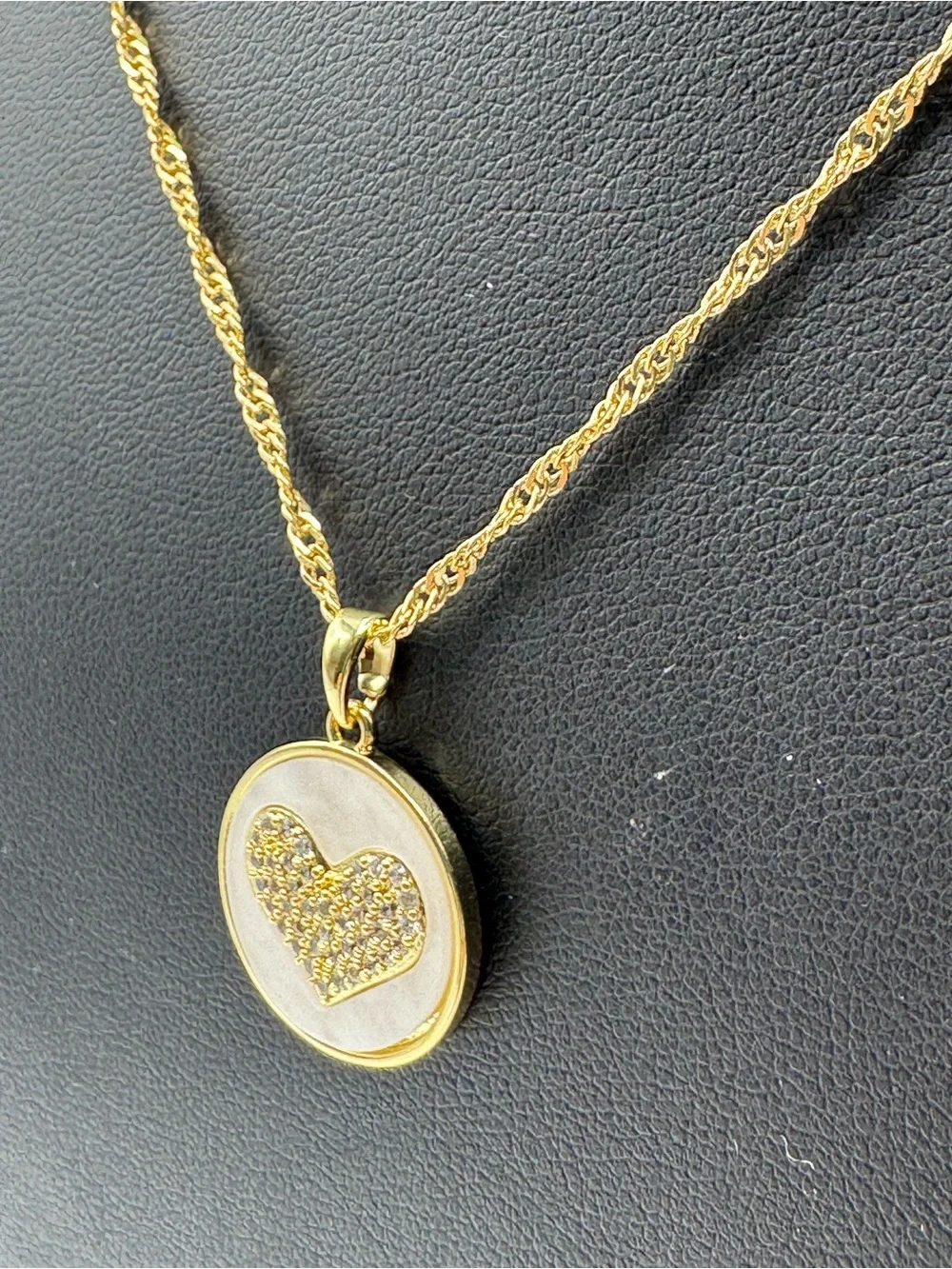 14k Mother of Pearl & Diamond Heart Pendant